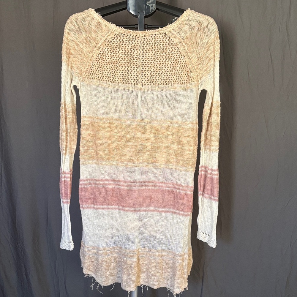 Free People Distressed Striped Mini Sweater Dress - Picture 2 of 7
